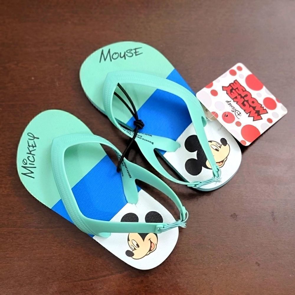 Disney Mickey Mouse Kids Toddler Sandals Slides Elastic Size 8C 8 New White Blue